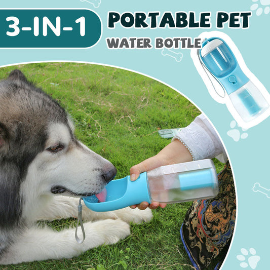 3-i-1 bærbar vannflaske for kjæledyr