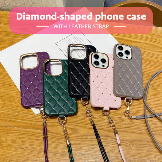 Diamantformet mobiletui med lærrem 💎✨