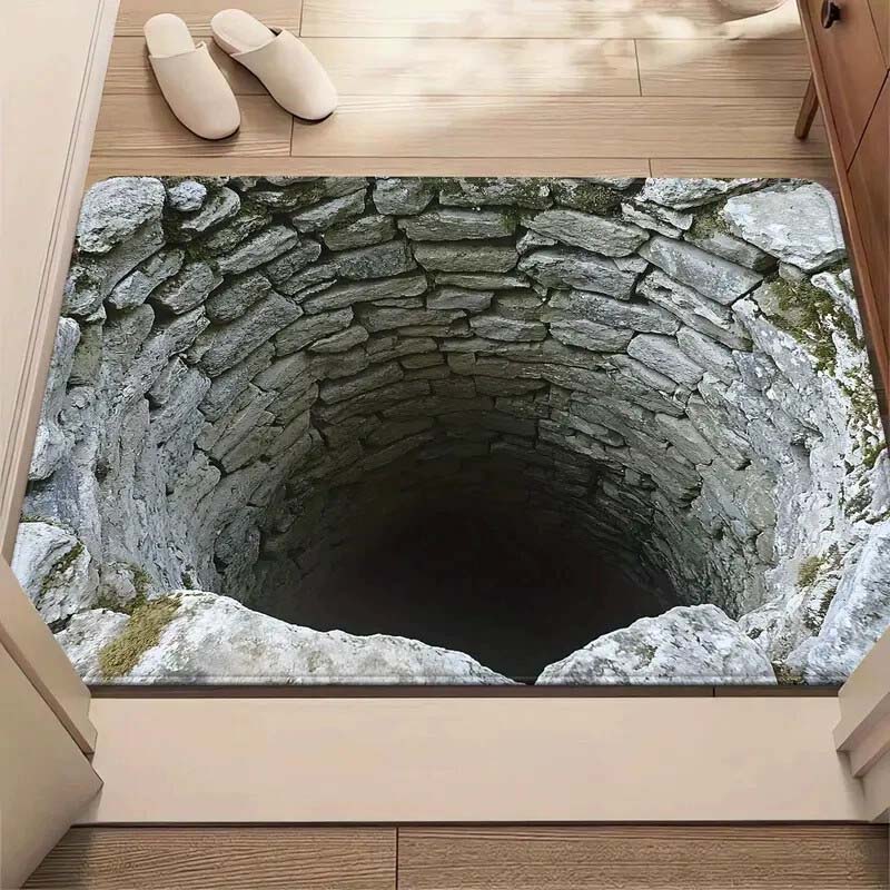 Visuell illusjon, endeløs avgrunnsmønster, HD-trykt, sklisikker dørmatte