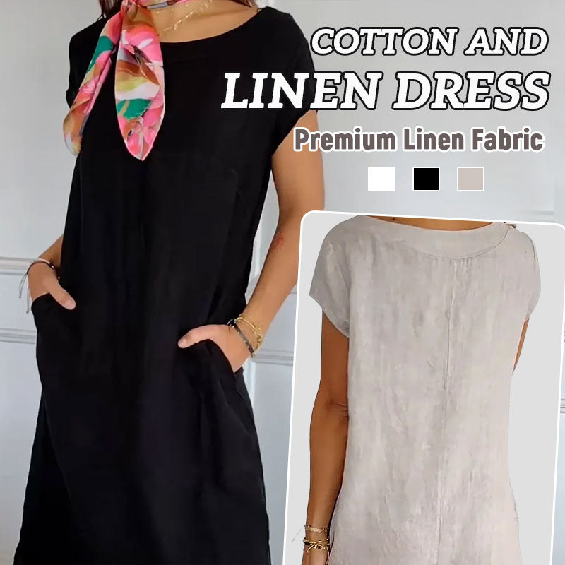 Kjole i bomull og lin