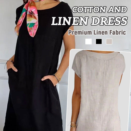 Kjole i bomull og lin