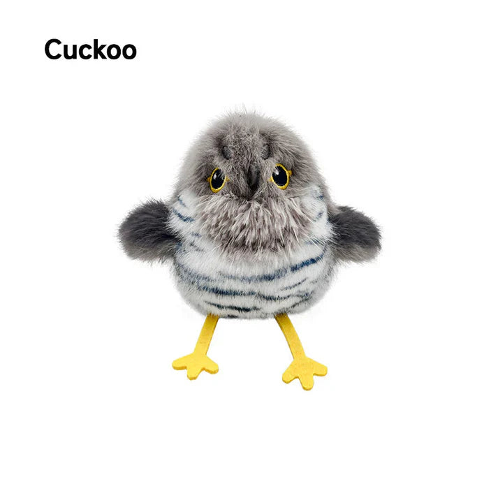 Livaktig interaktiv katteleke i form av en fugl
