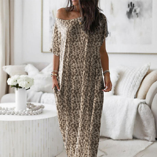 Ensfarget, avslappet langt skjørt uten skuldre🌸