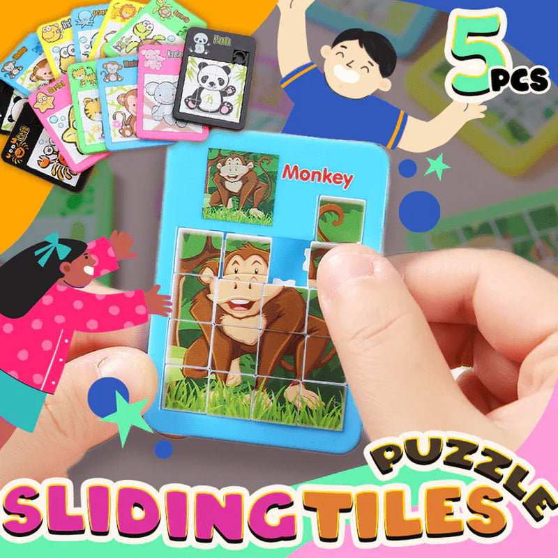 Morsomt puslespill med glidende stikksagfliser (SETT MED 5 STK)