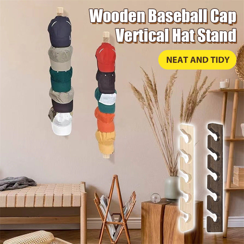 Vertikalt hattestativ for baseballcap i tre