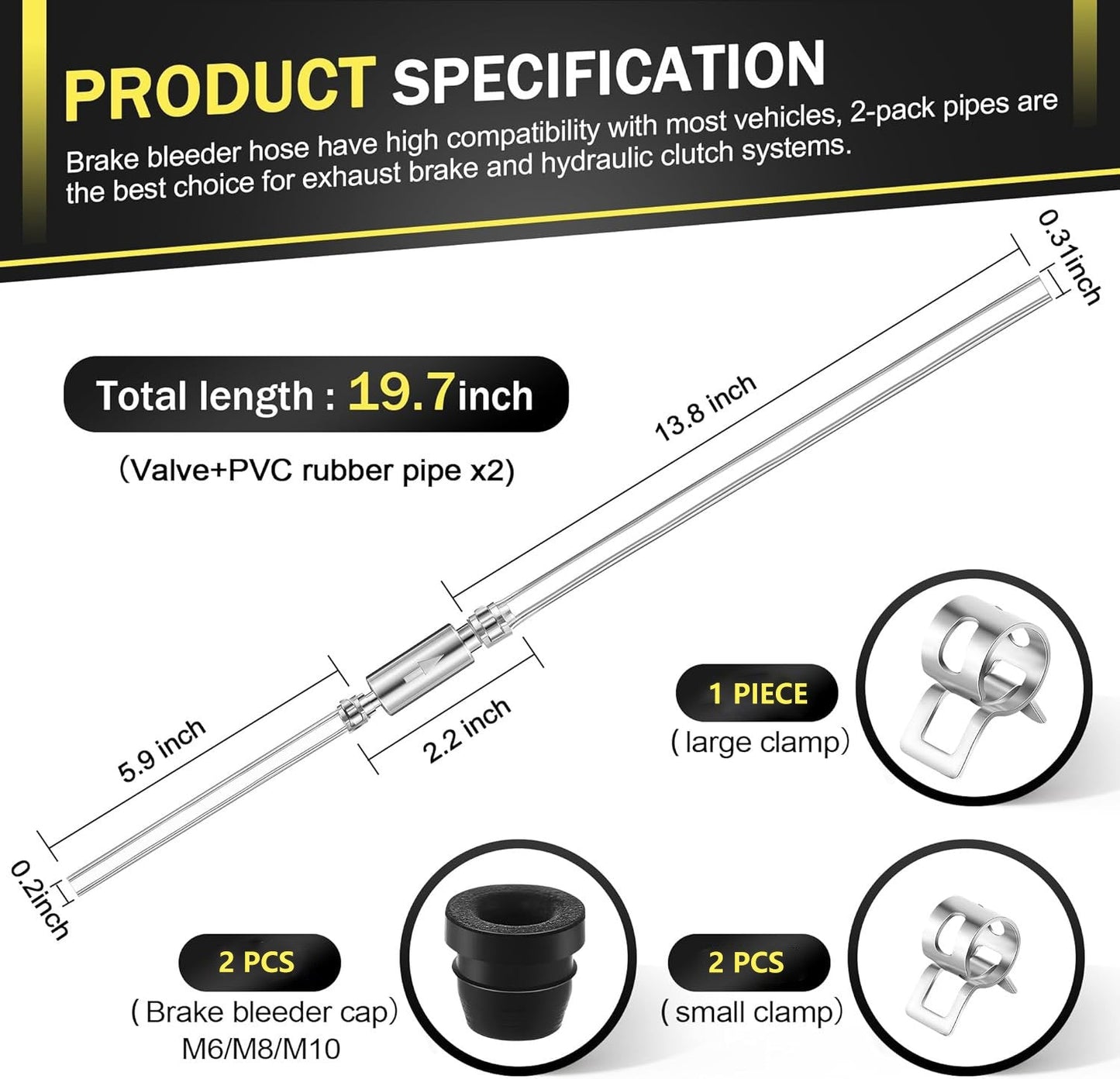 Bremseavluftingsslange - enveis tilbakeslagsventil, røravluftingsverktøy for avlufting av hydraulikksystem