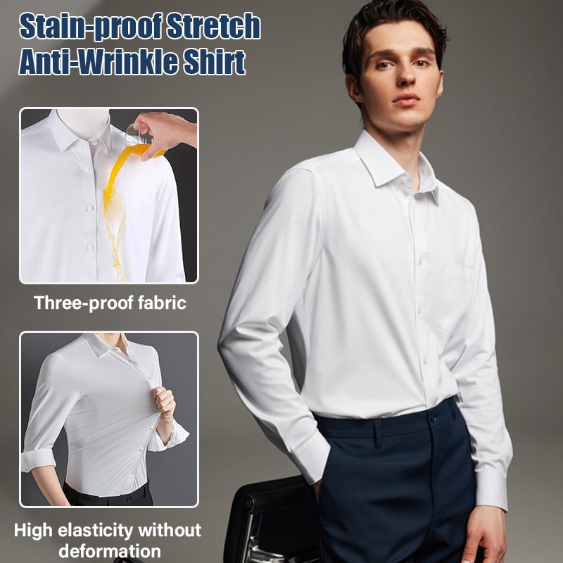 ✨2025 Herre flekkbestandig stretch-antirynkeskjort