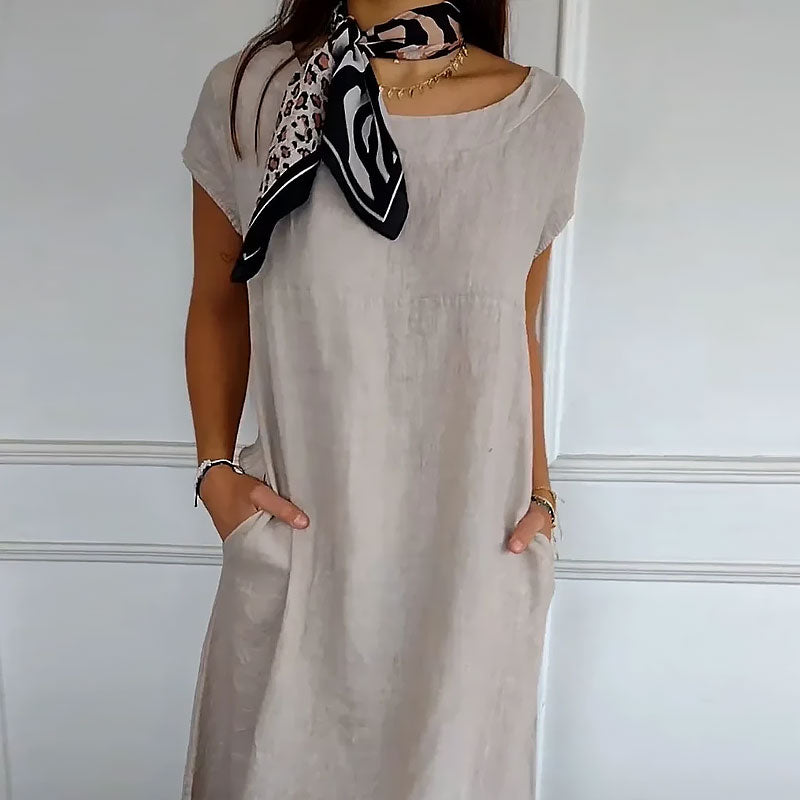 Kjole i bomull og lin