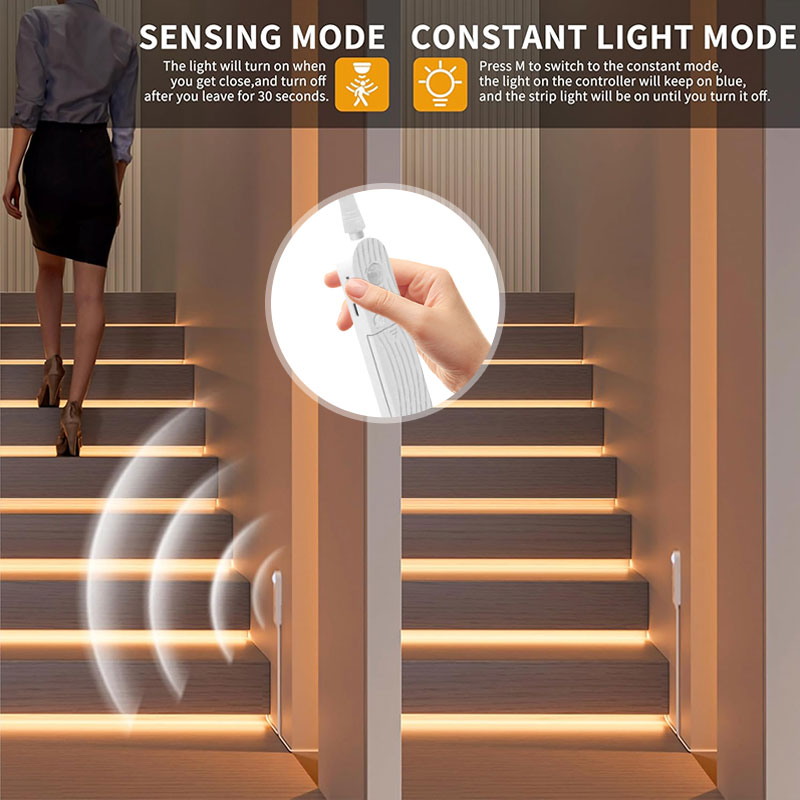 🔋✨ Bevegelsessensor LED Strip Light med batteriboks