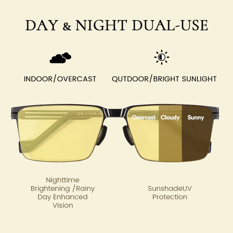 Firkantede solbriller for dag- og nattbruk