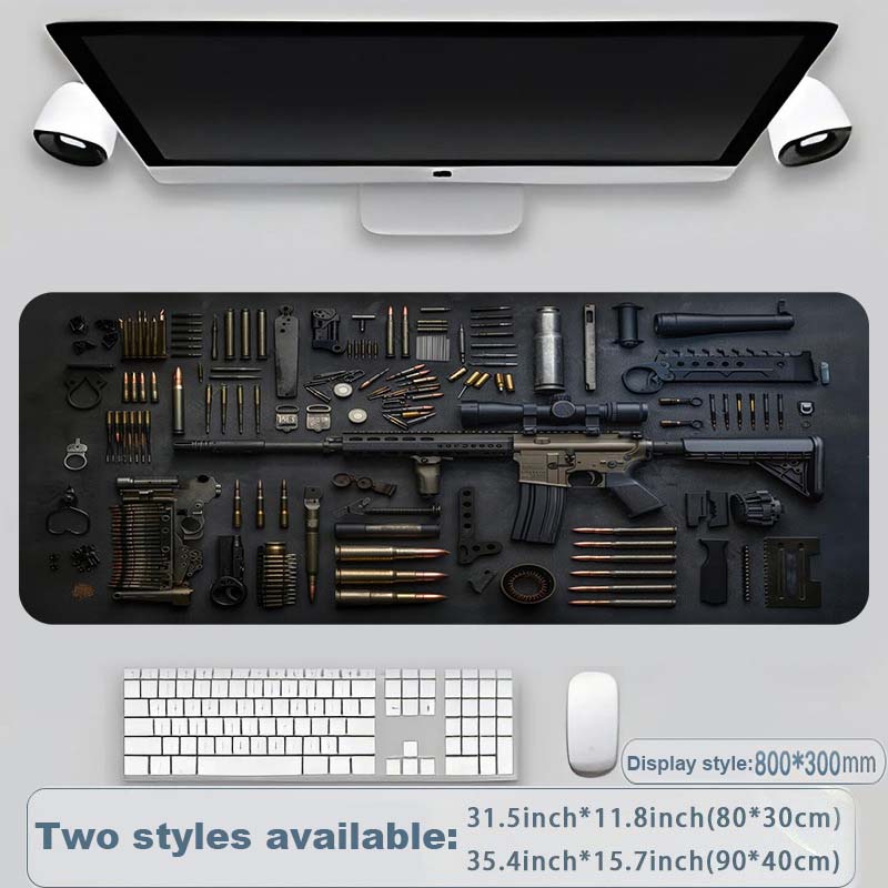 Kule militære våpenkonstruksjoner Våpendeler - stor musematte for spill, stilig skrivebordsbeskytter med sklisikker gummi, flere størrelser for bruk på bærbar og stasjonær PC