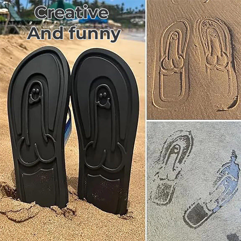 Kreative og morsomme flip-flops på stranden