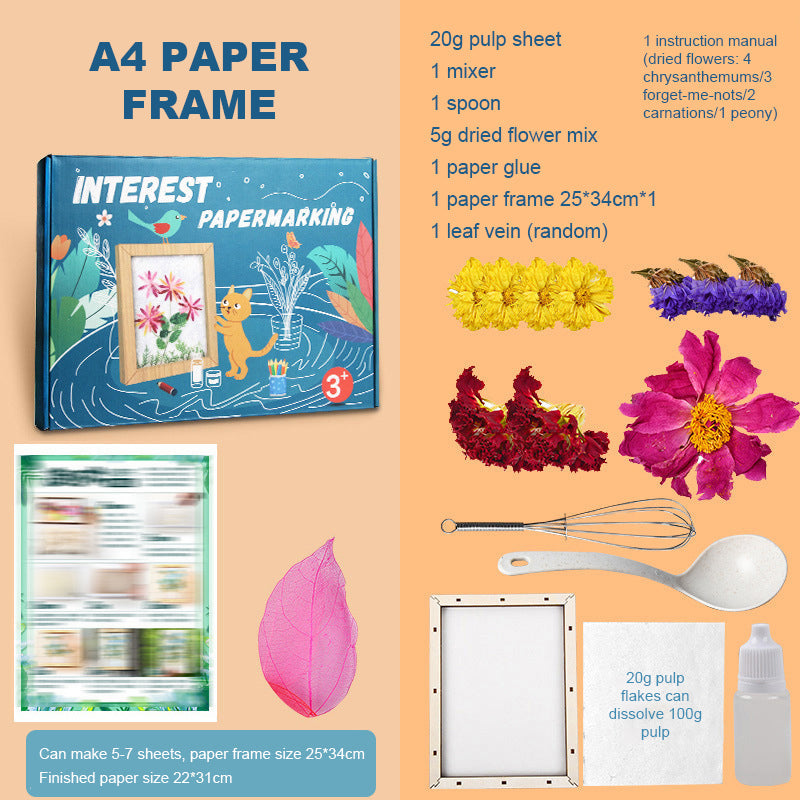 DIY-papirmakersett med pressede blomster