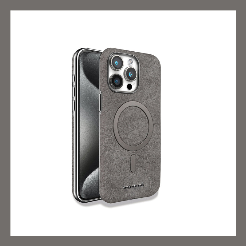 Telefonveske i ekte lær - magnetisk lading