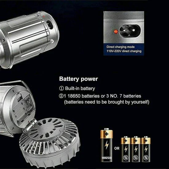 6 i 1 bærbar LED-campinglykt med solenergi