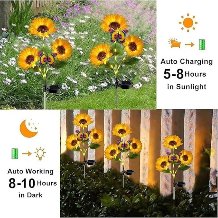 🌻Fabrikk direkte salg 49% avslag - 🌞Solar LED-solsikkehagelys - 29,6 tommer / 74 cm