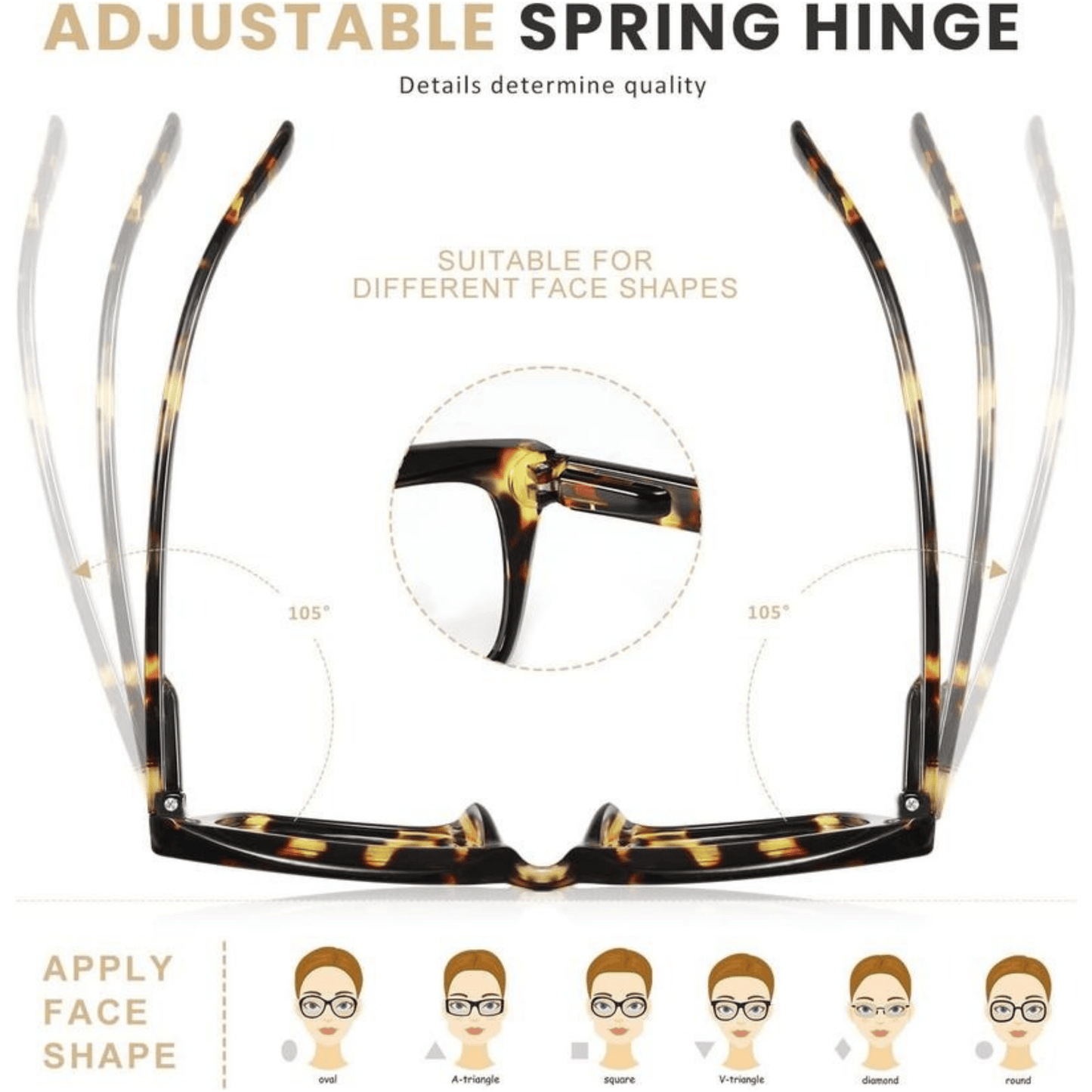 👓3-pakning lesebriller i skilpaddeskall - Overdimensjonerte, firkantede lesebriller som blokkerer blått lys