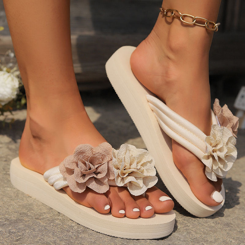 🌼Sommerblomstrende Strandtøfler Med Tykk Såle🌴