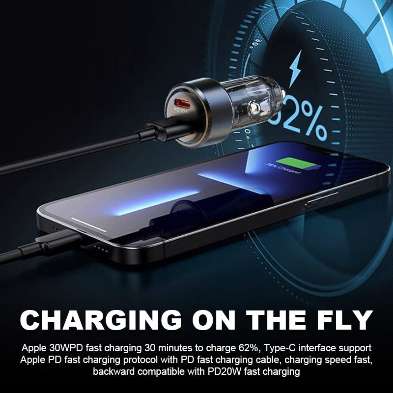 30W dubbla snabbladdningsportar för bilen – Smidig laddning på språng 🚗⚡