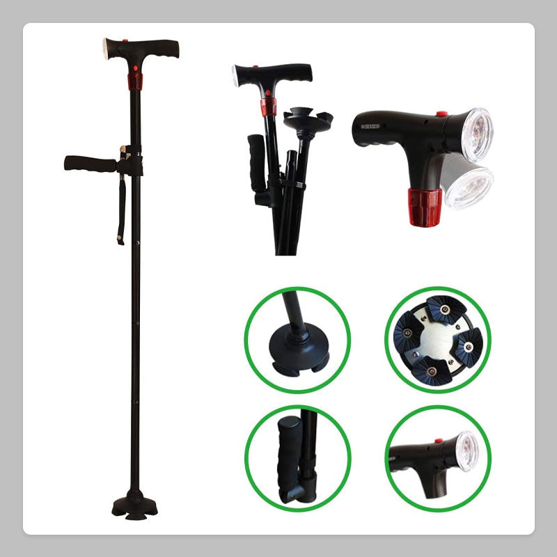 {Fratis Frakt}Alarm LED-stokk med dobbelt håndtak for eldre