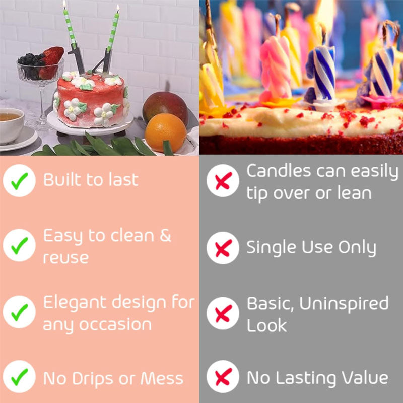 Digitalt sett med lysestaker til bursdagskake