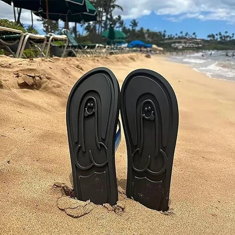 Kreative og morsomme flip-flops på stranden