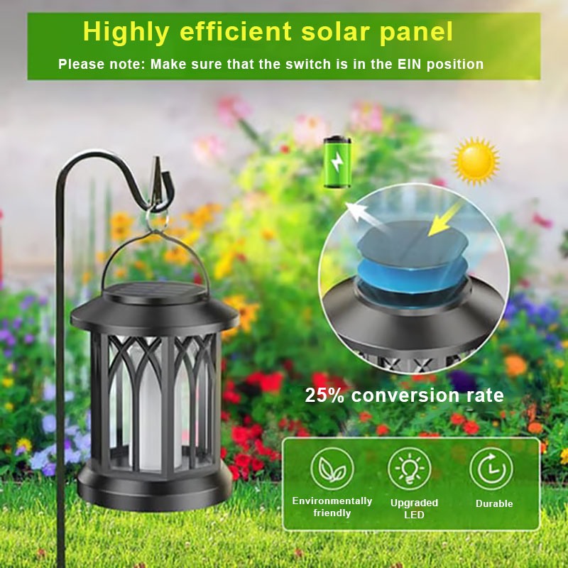 Oppgradert flimrende flamme solcellelykt utendørs vanntett