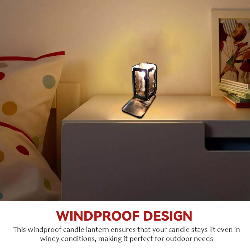 Sammenleggbar lommelyslykt med stearinlys