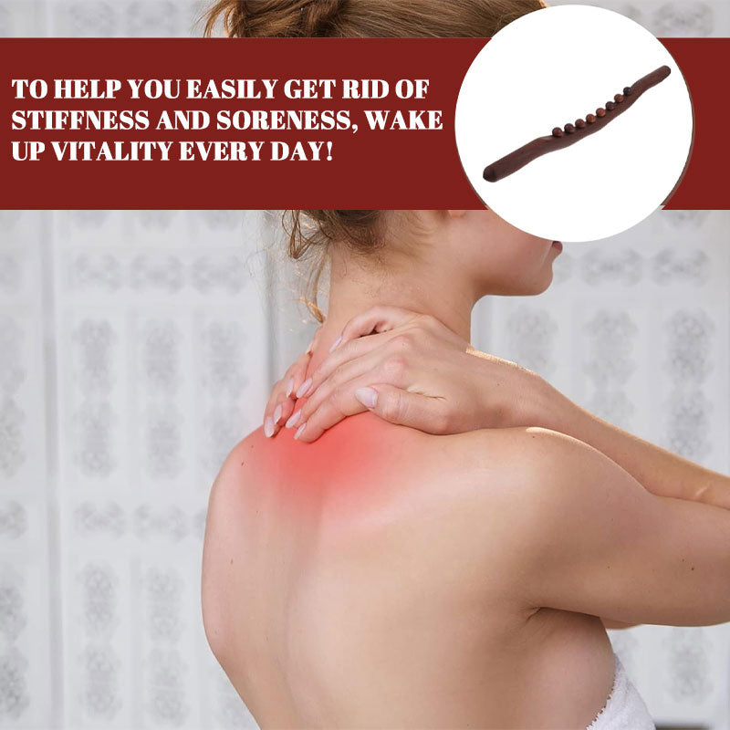 Massasjestav i bøketre | Dobbel rad med kuler for magemassasje og åpning av meridianene