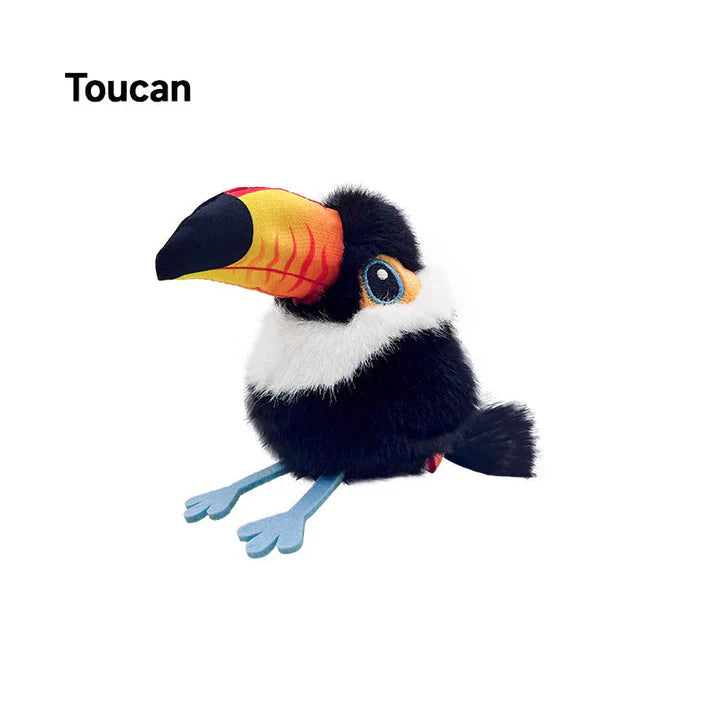 Livaktig interaktiv katteleke i form av en fugl