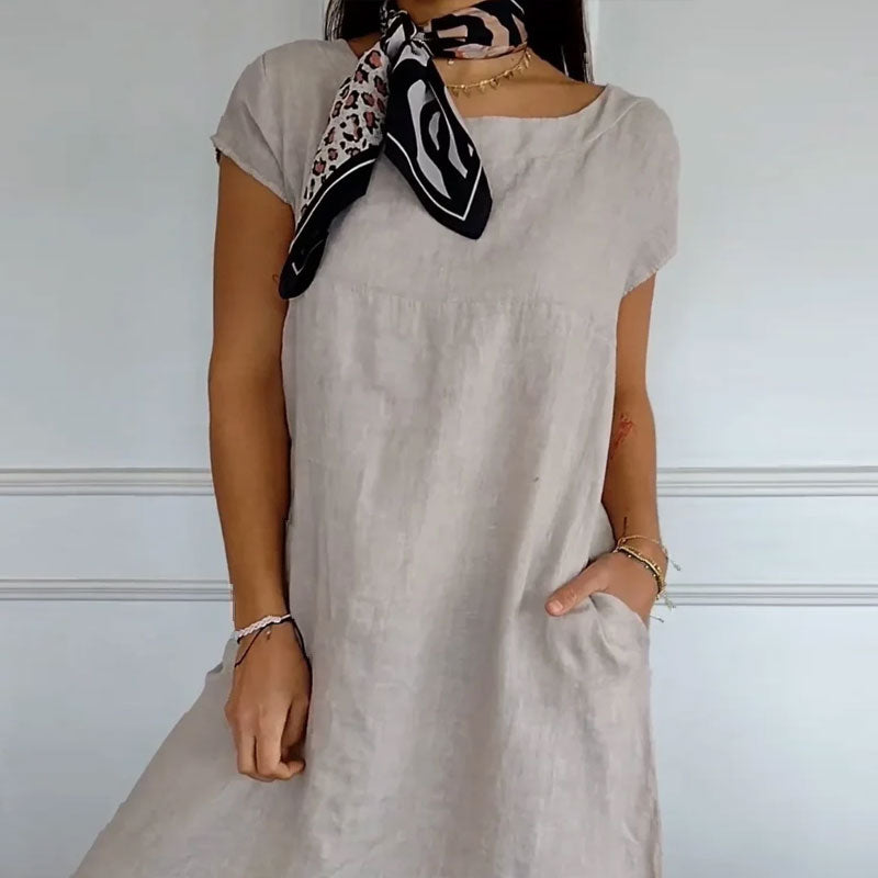 Kjole i bomull og lin