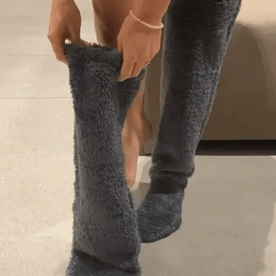 Gåsedunssokker til kneet til jul