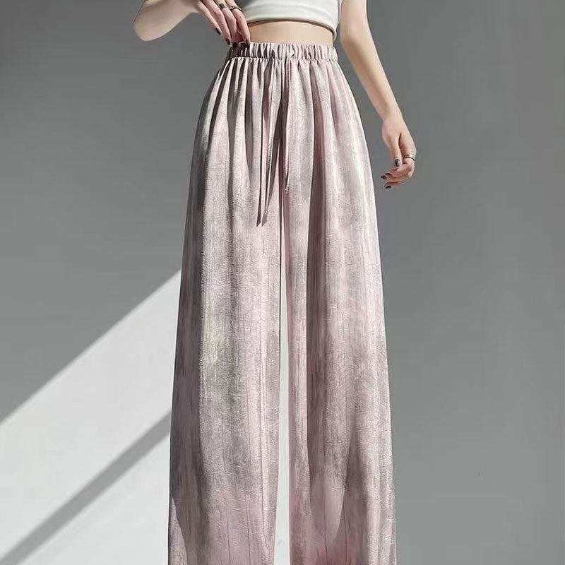 Batikfarget issilkebukse med vide ben🍃