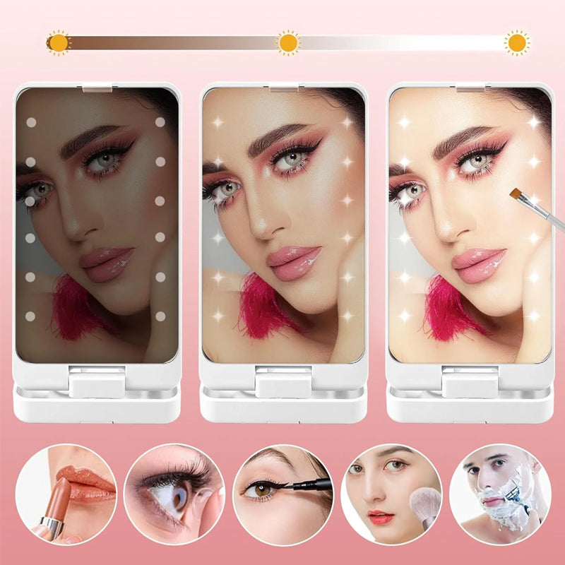 Roterbart LED-sminkeboks sammenleggbart speil