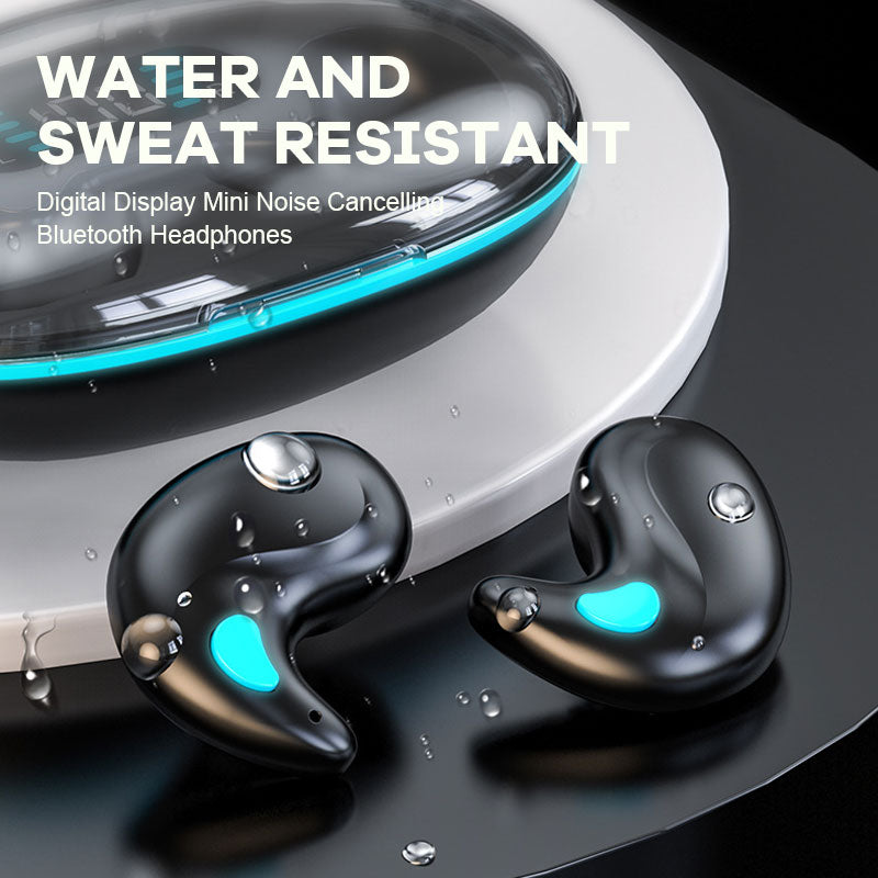 Mini Bluetooth-hodetelefoner med digitalt display og støyreduksjon