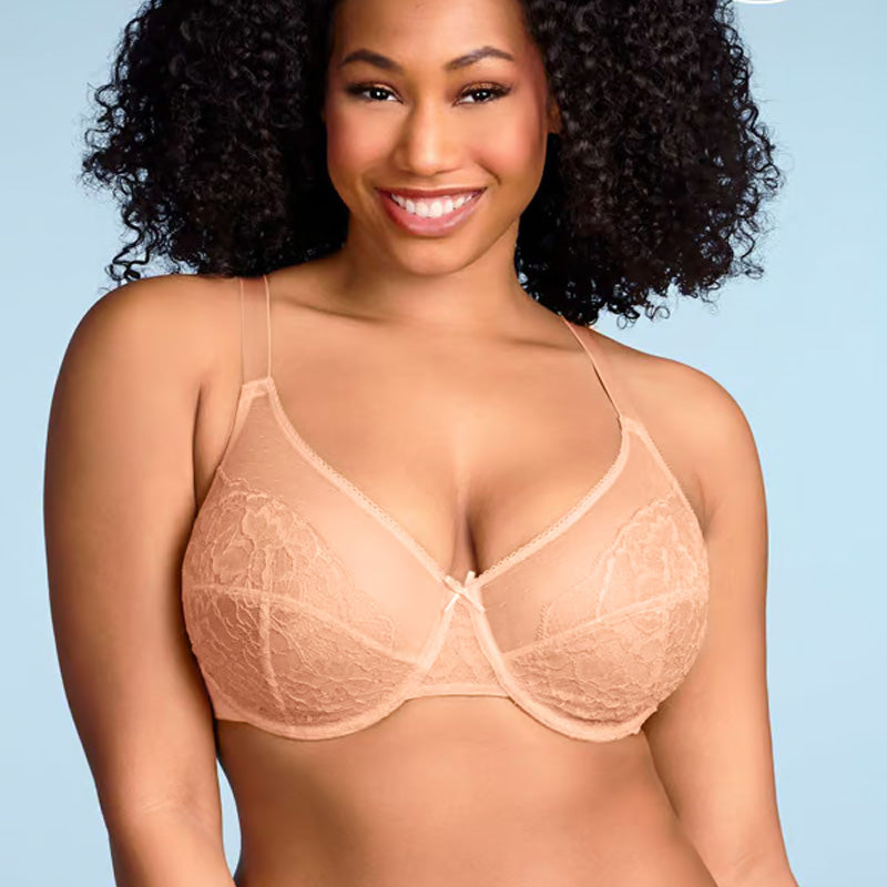 Uforet, komfortabel, upolstret, heldekkende minimizer-BH med bøyler