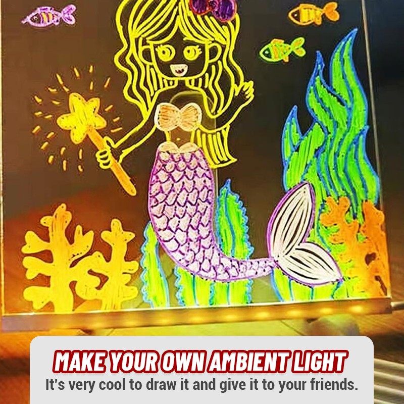 Slettbar lysende akryl skrivetavle