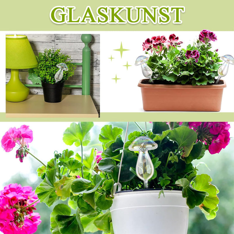 Fargerik soppvanningskanne/fargerikt automatisk vanningssystem laget av glass