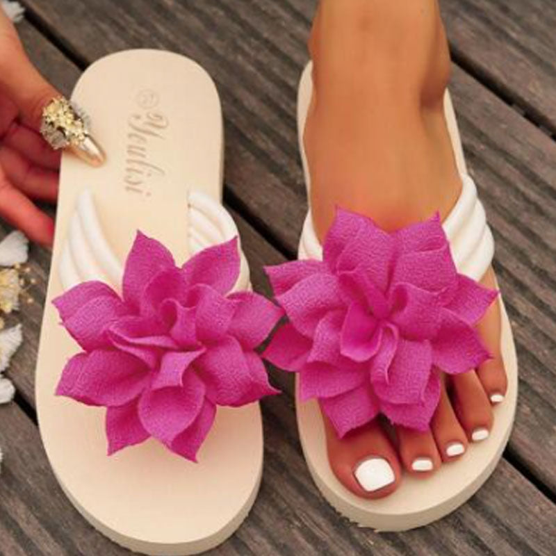 🌼Sommerblomstrende Strandtøfler Med Tykk Såle🌴