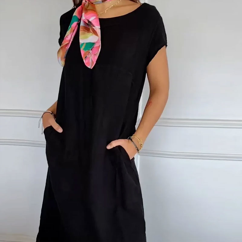 Kjole i bomull og lin