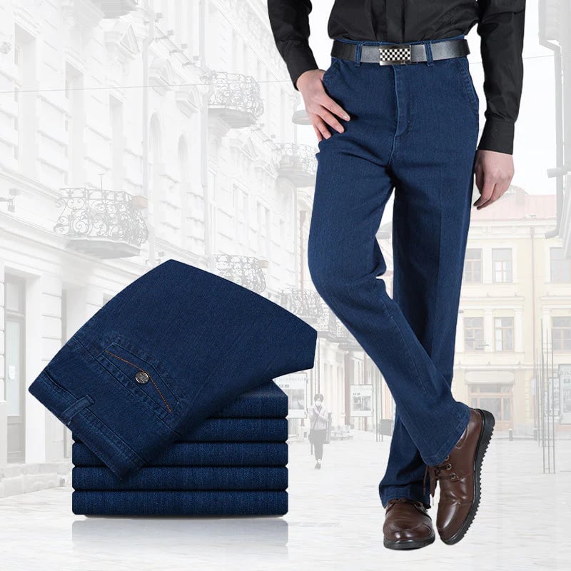 Herrejeans med høy midje og rett snitt