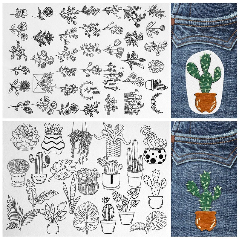 🌸Blomsterlinjer designet blomsterkantmønstre Broderimønstre – Stick & Stitch for nybegynnere