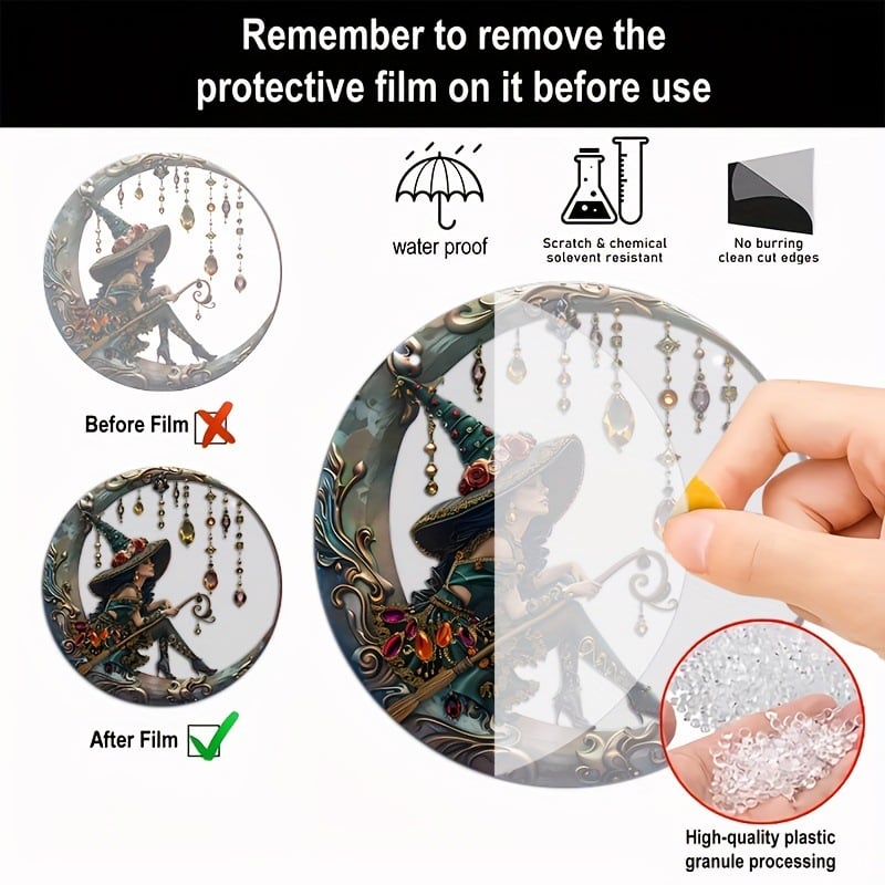 Dørhengsel med heksetema / 🧙‍♀️ Vakker heks – Personlig solfanger-pynt til å henge i vinduet