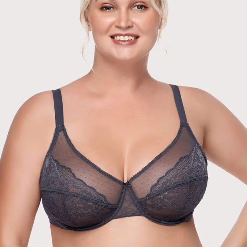 Uforet, komfortabel, upolstret, heldekkende minimizer-BH med bøyler