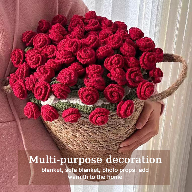 Teppe med rosebukett (ferdig produkt og materialpakke tilgjengelig)