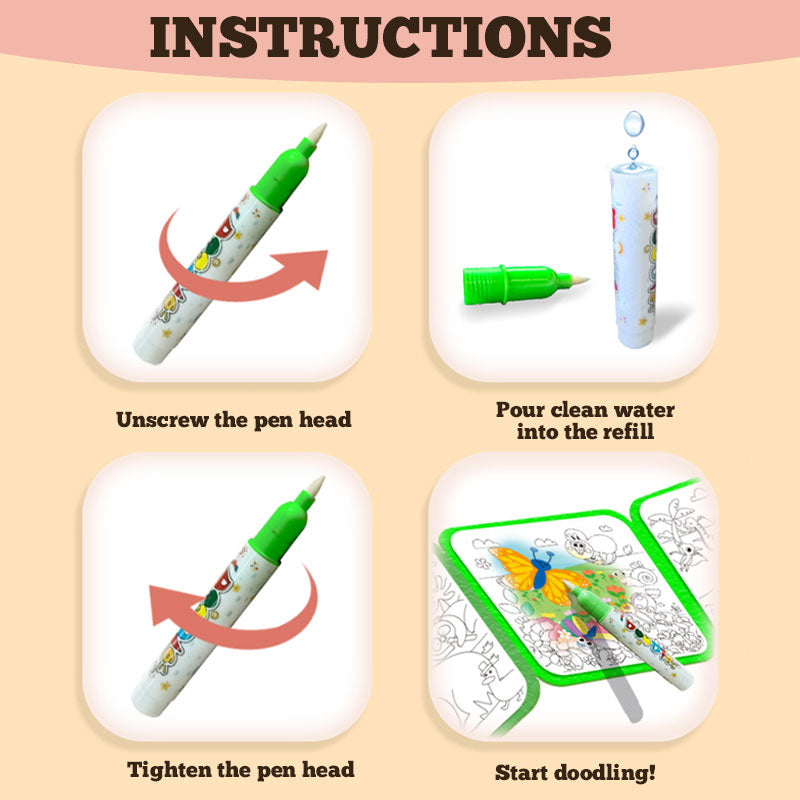 🌈 Stillebok med vanntegning for barn 🌈