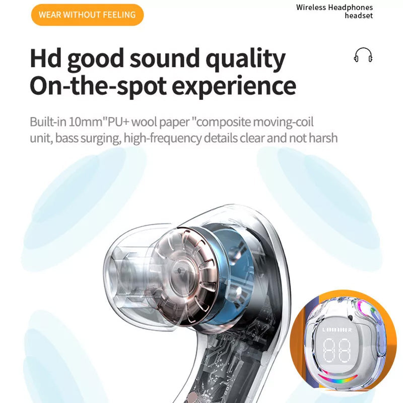 Bluetooth-hodesett med lang levetid og digital skjerm i øret