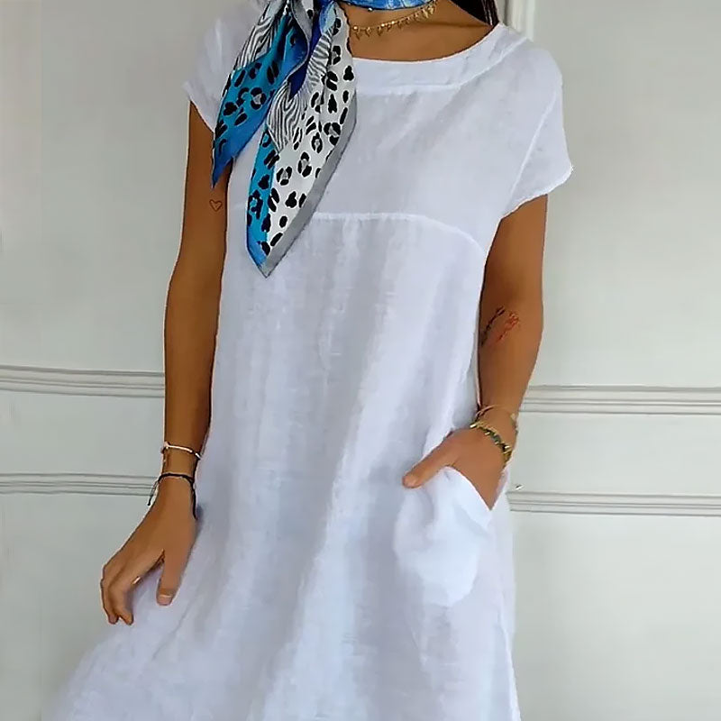 Kjole i bomull og lin