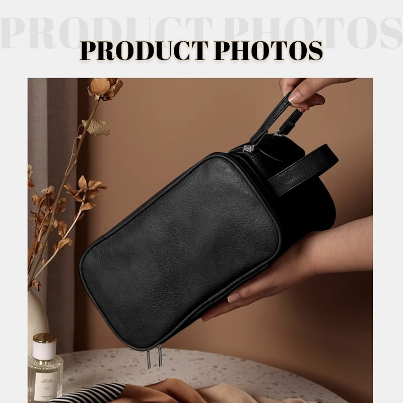 Multifunksjonell kosmetikkveske i skinn for kvinner