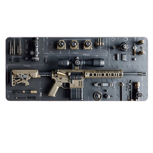 Kule militære våpenkonstruksjoner Våpendeler - stor musematte for spill, stilig skrivebordsbeskytter med sklisikker gummi, flere størrelser for bruk på bærbar og stasjonær PC